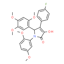 ChemSpider 2D Image | 1-(2,5-Dimethoxyphenyl)-4-(4-fluorophenyl)-3-hydroxy-5-(2,4,5-trimethoxyphenyl)-1,5-dihydro-2H-pyrrol-2-one | C27H26FNO7