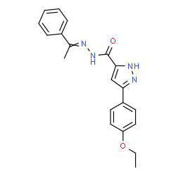 ChemSpider 2D Image | 3-(4-Ethoxyphenyl)-N'-(1-phenylethylidene)-1H-pyrazole-5-carbohydrazide | C20H20N4O2