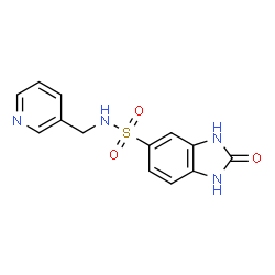 ChemSpider 2D Image | 2-Oxo-N-(3-pyridinylmethyl)-2,3-dihydro-1H-benzimidazole-5-sulfonamide | C13H12N4O3S