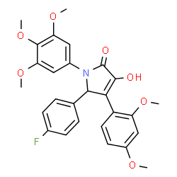 ChemSpider 2D Image | 4-(2,4-Dimethoxyphenyl)-5-(4-fluorophenyl)-3-hydroxy-1-(3,4,5-trimethoxyphenyl)-1,5-dihydro-2H-pyrrol-2-one | C27H26FNO7