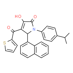 ChemSpider 2D Image | 3-Hydroxy-1-(4-isopropylphenyl)-5-(1-naphthyl)-4-(2-thienylcarbonyl)-1,5-dihydro-2H-pyrrol-2-one | C28H23NO3S