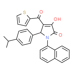 ChemSpider 2D Image | 3-Hydroxy-5-(4-isopropylphenyl)-1-(1-naphthyl)-4-(2-thienylcarbonyl)-1,5-dihydro-2H-pyrrol-2-one | C28H23NO3S