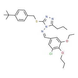ChemSpider 2D Image | (Z)-1-(3-Chloro-5-ethoxy-4-propoxyphenyl)-N-(3-{[4-(2-methyl-2-propanyl)benzyl]sulfanyl}-5-propyl-4H-1,2,4-triazol-4-yl)methanimine | C28H37ClN4O2S