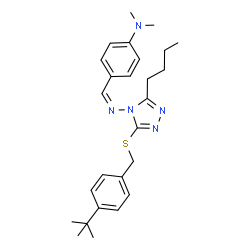 ChemSpider 2D Image | 4-{(Z)-[(3-Butyl-5-{[4-(2-methyl-2-propanyl)benzyl]sulfanyl}-4H-1,2,4-triazol-4-yl)imino]methyl}-N,N-dimethylaniline | C26H35N5S
