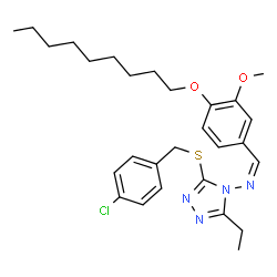 ChemSpider 2D Image | (Z)-N-{3-[(4-Chlorobenzyl)sulfanyl]-5-ethyl-4H-1,2,4-triazol-4-yl}-1-[3-methoxy-4-(nonyloxy)phenyl]methanimine | C28H37ClN4O2S