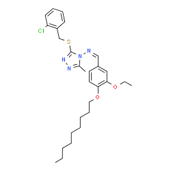 ChemSpider 2D Image | (Z)-N-{3-[(2-Chlorobenzyl)sulfanyl]-5-methyl-4H-1,2,4-triazol-4-yl}-1-[3-ethoxy-4-(nonyloxy)phenyl]methanimine | C28H37ClN4O2S