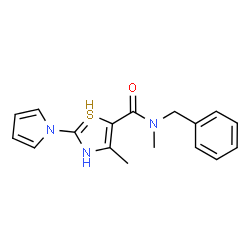 ChemSpider 2D Image | N-benzyl-N,4-dimethyl-2-pyrrol-1-yl-3H-thiazole-5-carboxamide | C17H18N3OS