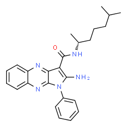 ChemSpider 2D Image | 2-Amino-N-[(2R)-6-methyl-2-heptanyl]-1-phenyl-1H-pyrrolo[2,3-b]quinoxaline-3-carboxamide | C25H29N5O