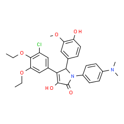 ChemSpider 2D Image | 4-(3-Chloro-4,5-diethoxyphenyl)-1-[4-(dimethylamino)phenyl]-3-hydroxy-5-(4-hydroxy-3-methoxyphenyl)-1,5-dihydro-2H-pyrrol-2-one | C29H31ClN2O6