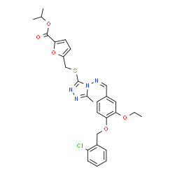 ChemSpider 2D Image | Isopropyl 5-[({4-[(Z)-{4-[(2-chlorobenzyl)oxy]-3-ethoxybenzylidene}amino]-5-methyl-4H-1,2,4-triazol-3-yl}sulfanyl)methyl]-2-furoate | C28H29ClN4O5S