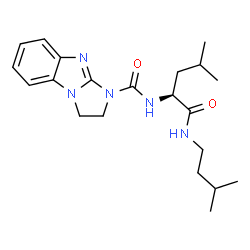 ChemSpider 2D Image | N-{(2S)-4-Methyl-1-[(3-methylbutyl)amino]-1-oxo-2-pentanyl}-2,3-dihydro-1H-imidazo[1,2-a]benzimidazole-1-carboxamide | C21H31N5O2