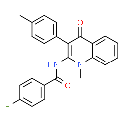 ChemSpider 2D Image | 4-Fluoro-N-[1-methyl-3-(4-methylphenyl)-4-oxo-1,4-dihydro-2-quinolinyl]benzamide | C24H19FN2O2
