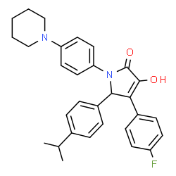 ChemSpider 2D Image | 4-(4-Fluorophenyl)-3-hydroxy-5-(4-isopropylphenyl)-1-[4-(1-piperidinyl)phenyl]-1,5-dihydro-2H-pyrrol-2-one | C30H31FN2O2
