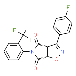 ChemSpider 2D Image | (3aR,6aS)-3-(4-Fluorophenyl)-5-[2-(trifluoromethyl)phenyl]-3aH-pyrrolo[3,4-d][1,2]oxazole-4,6(5H,6aH)-dione | C18H10F4N2O3