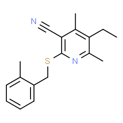 ChemSpider 2D Image | 5-Ethyl-4,6-dimethyl-2-[(2-methylbenzyl)sulfanyl]nicotinonitrile | C18H20N2S