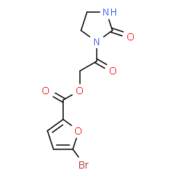 ChemSpider 2D Image | 2-Oxo-2-(2-oxo-1-imidazolidinyl)ethyl 5-bromo-2-furoate | C10H9BrN2O5