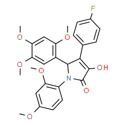 ChemSpider 2D Image | 1-(2,4-Dimethoxyphenyl)-4-(4-fluorophenyl)-3-hydroxy-5-(2,4,5-trimethoxyphenyl)-1,5-dihydro-2H-pyrrol-2-one | C27H26FNO7