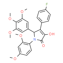 ChemSpider 2D Image | 1-(2,4-Dimethoxyphenyl)-4-(4-fluorophenyl)-3-hydroxy-5-(3,4,5-trimethoxyphenyl)-1,5-dihydro-2H-pyrrol-2-one | C27H26FNO7