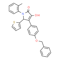 ChemSpider 2D Image | 4-[4-(Benzyloxy)phenyl]-3-hydroxy-1-(2-methylphenyl)-5-(2-thienyl)-1,5-dihydro-2H-pyrrol-2-one | C28H23NO3S