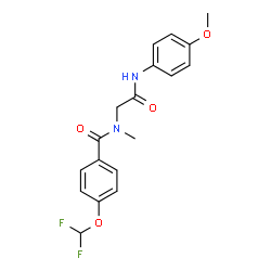 ChemSpider 2D Image | 4-(Difluoromethoxy)-N-{2-[(4-methoxyphenyl)amino]-2-oxoethyl}-N-methylbenzamide | C18H18F2N2O4