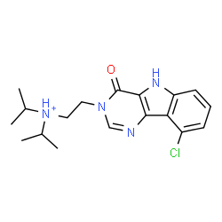 ChemSpider 2D Image | N-[2-(9-Chloro-4-oxo-4,5-dihydro-3H-pyrimido[5,4-b]indol-3-yl)ethyl]-N-isopropyl-2-propanaminium | C18H24ClN4O