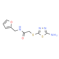 ChemSpider 2D Image | 2-[(5-Amino-1,3,4-thiadiazol-2-yl)thio]-N-(2-furanylmethyl)acetamide | C9H10N4O2S2