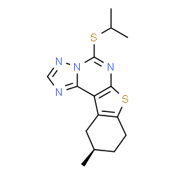 ChemSpider 2D Image | (10R)-5-(Isopropylsulfanyl)-10-methyl-8,9,10,11-tetrahydro[1]benzothieno[3,2-e][1,2,4]triazolo[1,5-c]pyrimidine | C15H18N4S2