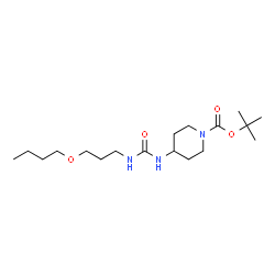 ChemSpider 2D Image | 2-Methyl-2-propanyl 4-{[(3-butoxypropyl)carbamoyl]amino}-1-piperidinecarboxylate | C18H35N3O4