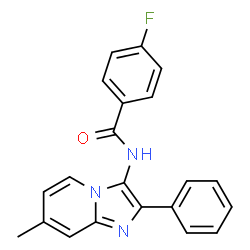 ChemSpider 2D Image | 4-Fluoro-N-(7-methyl-2-phenylimidazo[1,2-a]pyridin-3-yl)benzamide | C21H16FN3O