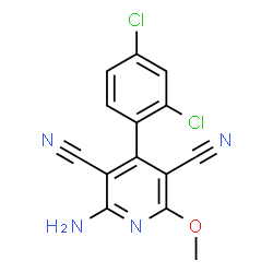 ChemSpider 2D Image | 2-Amino-4-(2,4-dichlorophenyl)-6-methoxy-3,5-pyridinedicarbonitrile | C14H8Cl2N4O