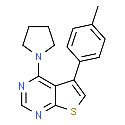 ChemSpider 2D Image | 5-(4-Methylphenyl)-4-(1-pyrrolidinyl)thieno[2,3-d]pyrimidine | C17H17N3S