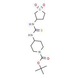 ChemSpider 2D Image | 2-Methyl-2-propanyl 4-{[(1,1-dioxidotetrahydro-3-thiophenyl)carbamothioyl]amino}-1-piperidinecarboxylate | C15H27N3O4S2