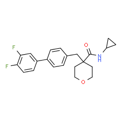 ChemSpider 2D Image | N-Cyclopropyl-4-[(3',4'-difluoro-4-biphenylyl)methyl]tetrahydro-2H-pyran-4-carboxamide | C22H23F2NO2