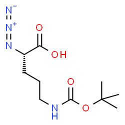 ChemSpider 2D Image | (2S)-2-Azido-5-({[(2-methyl-2-propanyl)oxy]carbonyl}amino)pentanoic acid | C10H18N4O4