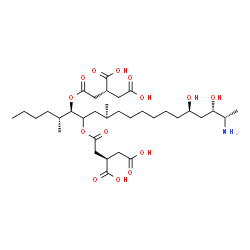 ChemSpider 2D Image | (2R,2'R)-2,2'-{[(5R,6R,9S,16R,18S,19S)-19-Amino-16,18-dihydroxy-5,9-dimethyl-6,7-icosanediyl]bis[oxy(2-oxo-2,1-ethanediyl)]}disuccinic acid | C34H59NO14