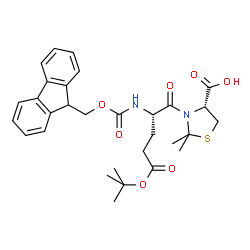 ChemSpider 2D Image | (4R)-3-{(2S)-2-{[(9H-Fluoren-9-ylmethoxy)carbonyl]amino}-5-[(2-methyl-2-propanyl)oxy]-5-oxopentanoyl}-2,2-dimethyl-1,3-thiazolidine-4-carboxylic acid (non-preferred name) | C30H36N2O7S