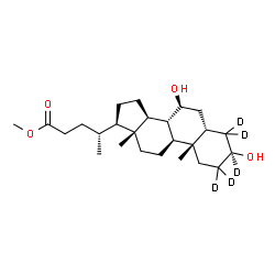 ChemSpider 2D Image | Methyl (3alpha,5beta,7beta)-3,7-dihydroxy(2,2,3,4,4-~2~H_5_)cholan-24-oate | C25H37D5O4