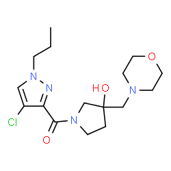 ChemSpider 2D Image | (4-Chloro-1-propyl-1H-pyrazol-3-yl)[3-hydroxy-3-(4-morpholinylmethyl)-1-pyrrolidinyl]methanone | C16H25ClN4O3