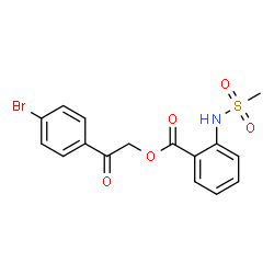 ChemSpider 2D Image | 2-(4-Bromophenyl)-2-oxoethyl 2-[(methylsulfonyl)amino]benzoate | C16H14BrNO5S