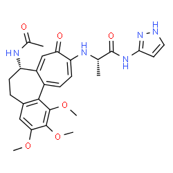 ChemSpider 2D Image | N~2~-[(7S)-7-Acetamido-1,2,3-trimethoxy-9-oxo-5,6,7,9-tetrahydrobenzo[a]heptalen-10-yl]-N-1H-pyrazol-3-yl-L-alaninamide | C27H31N5O6