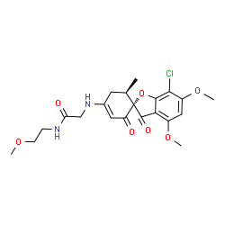 ChemSpider 2D Image | N~2~-[(2S,6'R)-7-Chloro-4,6-dimethoxy-6'-methyl-2',3-dioxo-3H-spiro[1-benzofuran-2,1'-cyclohex[3]en]-4'-yl]-N-(2-methoxyethyl)glycinamide | C21H25ClN2O7