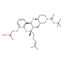 ChemSpider 2D Image | {[(6S,6aS,7aS,11aS,12aS)-6-Methyl-6-(4-methyl-3-penten-1-yl)-9-{[(2-methyl-2-propanyl)oxy]carbonyl}-6a,7a,8,9,10,11,11a,12a-octahydro-6H,7H-chromeno[3',4':5,6]pyrano[3,2-c]pyridin-4-yl]oxy}acetic acid | C29H41NO7