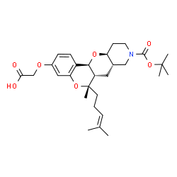 ChemSpider 2D Image | {[(6S,6aS,7aS,11aS,12aS)-6-Methyl-6-(4-methyl-3-penten-1-yl)-9-{[(2-methyl-2-propanyl)oxy]carbonyl}-6a,7a,8,9,10,11,11a,12a-octahydro-6H,7H-chromeno[3',4':5,6]pyrano[3,2-c]pyridin-3-yl]oxy}acetic acid | C29H41NO7