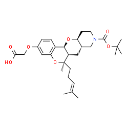 ChemSpider 2D Image | {[(6R,6aS,7aS,11aS,12aS)-6-Methyl-6-(4-methyl-3-penten-1-yl)-9-{[(2-methyl-2-propanyl)oxy]carbonyl}-6a,7a,8,9,10,11,11a,12a-octahydro-6H,7H-chromeno[3',4':5,6]pyrano[3,2-c]pyridin-3-yl]oxy}acetic acid | C29H41NO7