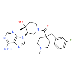 ChemSpider 2D Image | [(3R,4R)-3-(6-Amino-9H-purin-9-yl)-4-hydroxy-4-methyl-1-piperidinyl][4-(3-fluorobenzyl)-1-methyl-4-piperidinyl]methanone | C25H32FN7O2