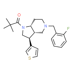 ChemSpider 2D Image | 1-[(3S,3aS,7aR)-5-(2-Fluorobenzyl)-3-(3-thienyl)octahydro-1H-pyrrolo[3,2-c]pyridin-1-yl]-2,2-dimethyl-1-propanone | C23H29FN2OS