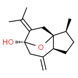 ChemSpider 2D Image | (1R,2S,5S,8S)-9-Isopropylidene-2-methyl-6-methylene-11-oxatricyclo[6.2.1.0~1,5~]undecan-8-ol | C15H22O2