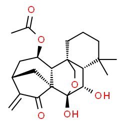 ChemSpider 2D Image | (5beta,6alpha,7alpha,9beta,11beta,13alpha)-6,7-Dihydroxy-15-oxo-7,20-epoxykaur-16-en-11-yl acetate | C22H30O6