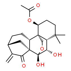 ChemSpider 2D Image | (1alpha,6beta,7beta,13alpha)-6,7-Dihydroxy-15-oxo-7,20-epoxykaur-16-en-1-yl acetate | C22H30O6