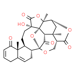 ChemSpider 2D Image | (1R,2S,5S,8S,9R,17R,18R,21S,24R,26R,27S)-5-Hydroxy-2,9,26-trimethyl-3,19,23,28-tetraoxaoctacyclo[16.9.1.1~18,27~.0~1,5~.0~2,24~.0~8,17~.0~9,14~.0~21,26~]nonacosa-11,14-diene-4,10,22,29-tetrone | C28H30O9
